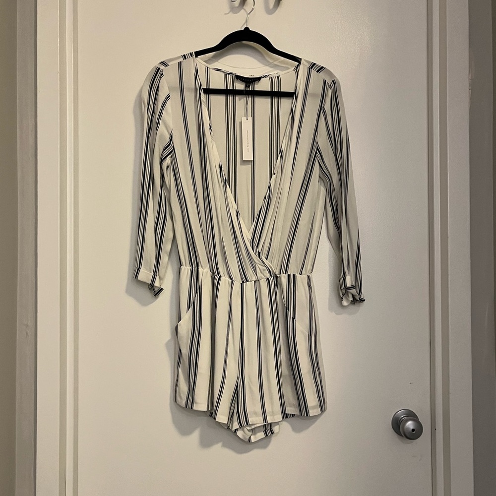 NWT Sanctuary White Striped 3/4 Sleeve Romper